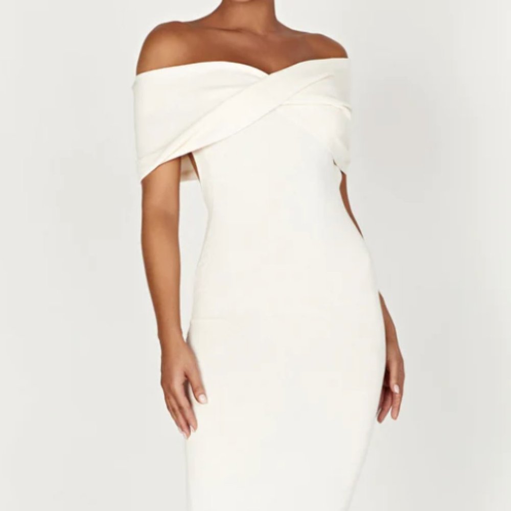 TERESE Off Shoulder Knit Maxi Dress - Cream